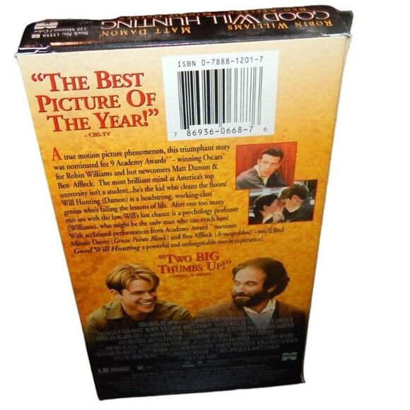 GOOD WILL HUNTING Robin Williams Matt Damon Ben Affleck Minnie Driver 1997 VHS - Picture 4 of 6